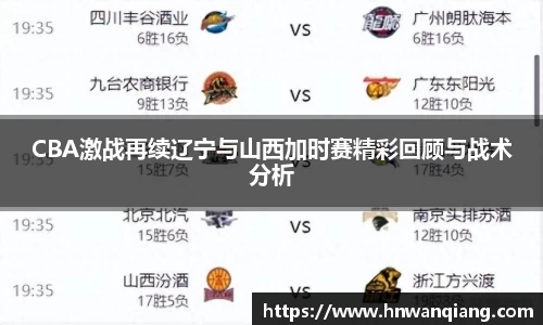 CBA激战再续辽宁与山西加时赛精彩回顾与战术分析